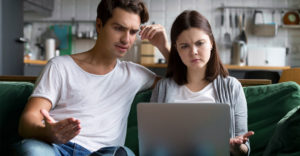 millennial couple online frustrated by poor customer experience