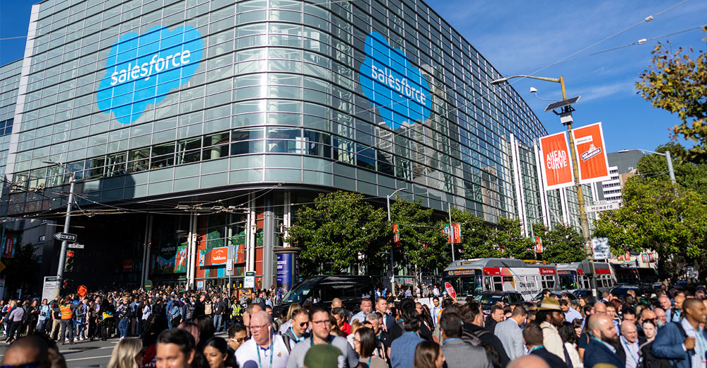 A crowd outside of Dreamforce 2022 in San Francisco