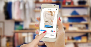 Mobile ecommerce interface showing product imagery used in a smartphone retail workflow