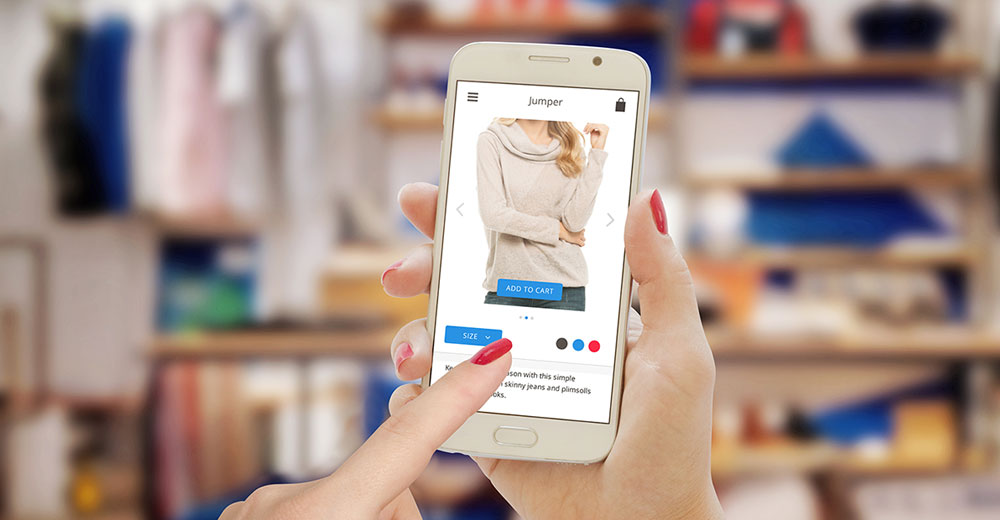 Mobile ecommerce interface showing product imagery used in a smartphone retail workflow