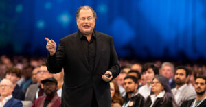 Salesforce Chairman and CEO Marc Benioff delivers the Dreamforce 2025 keynote